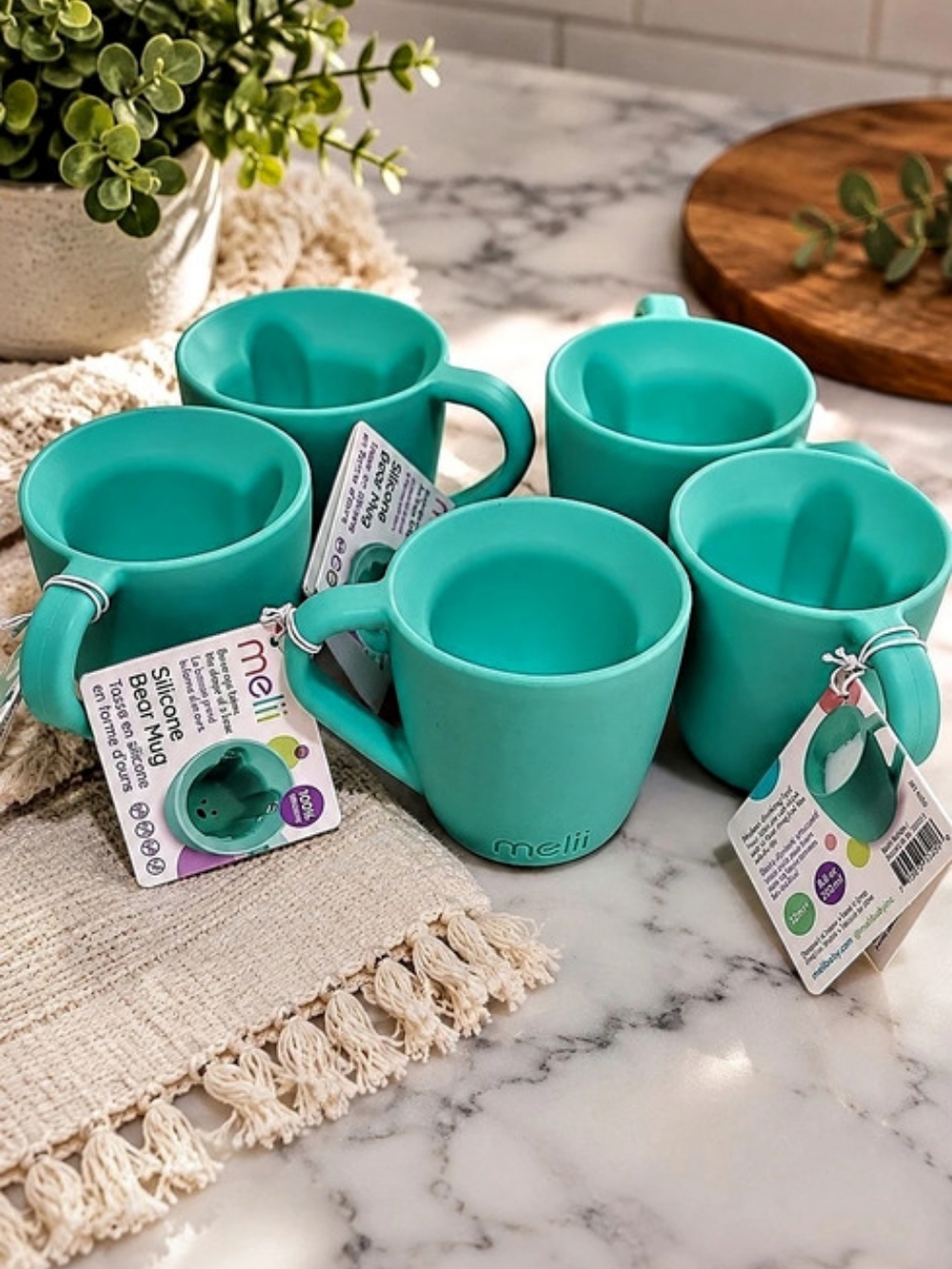 Meli Silicone Bear Mug Mugs Teal Set of 5 NWT 12m and Up